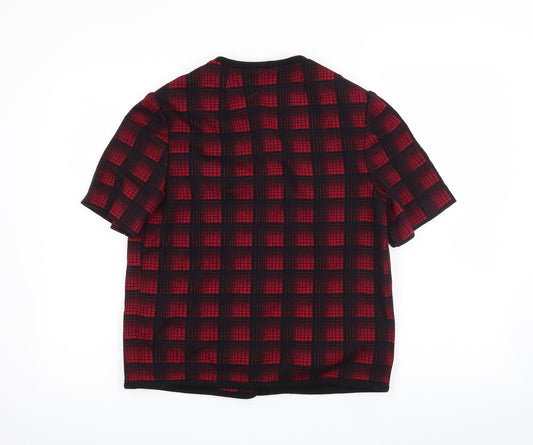 Preworn Womens Red Check Basic Button-Up Size 14