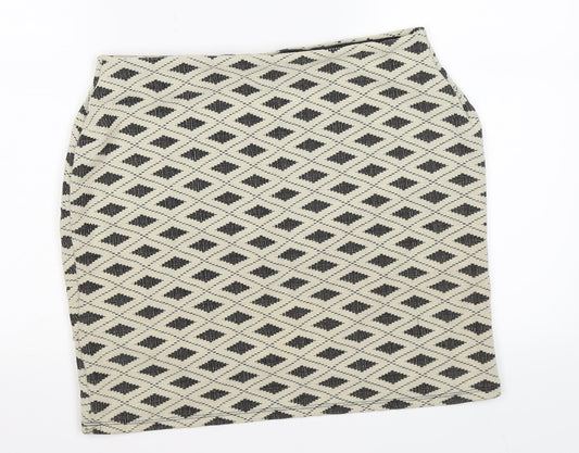 Preworn Womens Beige Geometric Bandage Skirt Size M