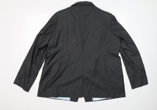Preworn Mens Grey Striped Jacket Suit Jacket Size 46