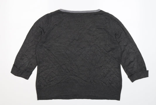 BHS Womens Grey Striped Knit Pullover Jumper Size 14