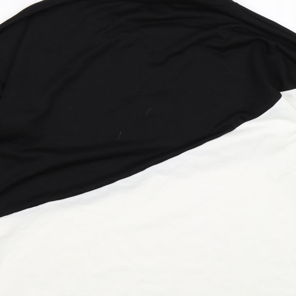 Brand and care label for women’s black colourblock pullover sweatshirt, size L