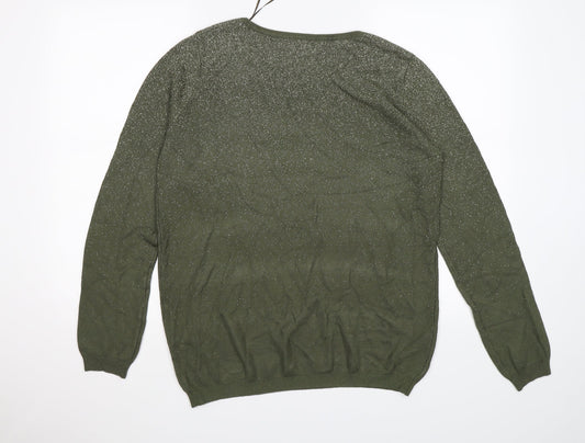 Preworn Womens Green Knit Pullover Jumper Size XL - Glittery