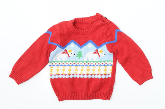 Additional front view of Tu Baby Red jumper, size 6-9, Months - polar bear