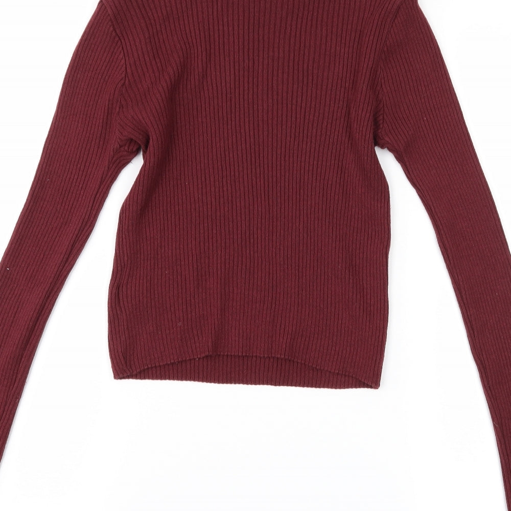 Brand and care label for New Look girls’ purple jumper, size 12-13, years