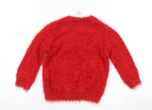 Evie Girls Red Pullover Jumper Size 2 Years - christmas