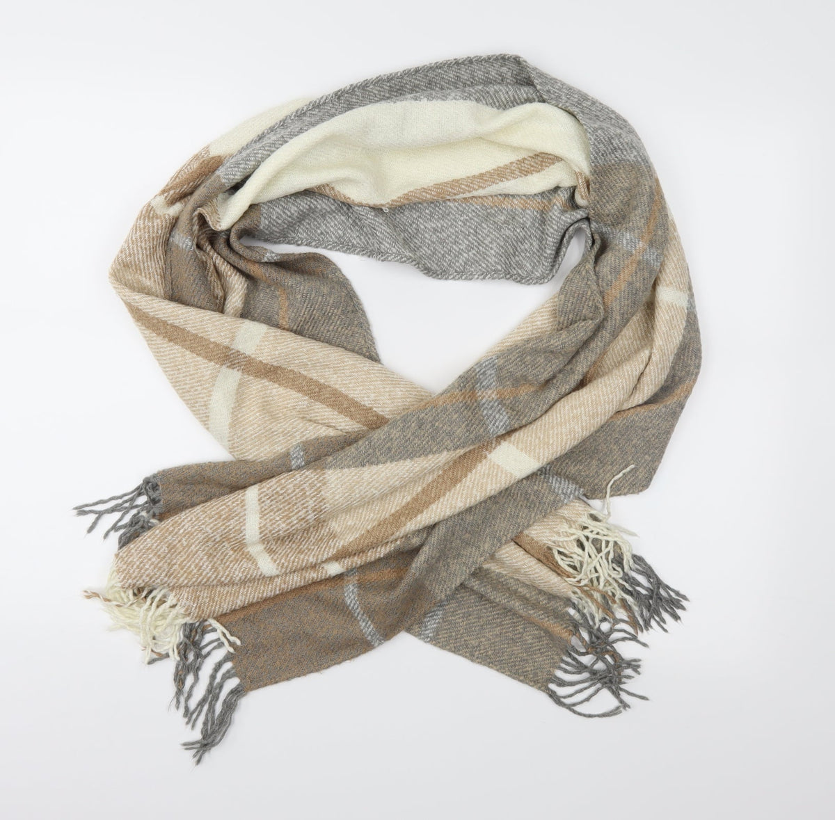 Front view of Matalan women’s brown check shawl/wrap