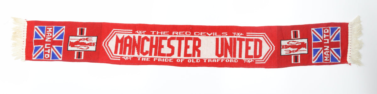 Front view of Preworn Football Scarf 52 in 7 in - Manchester United Football club