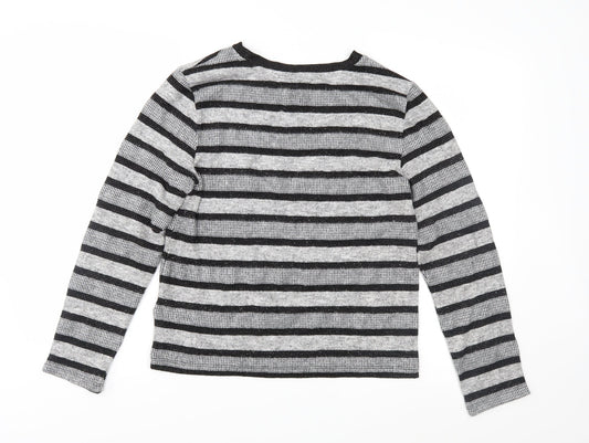Marks and Spencer Womens Grey Striped Knit Pullover Jumper Size 14