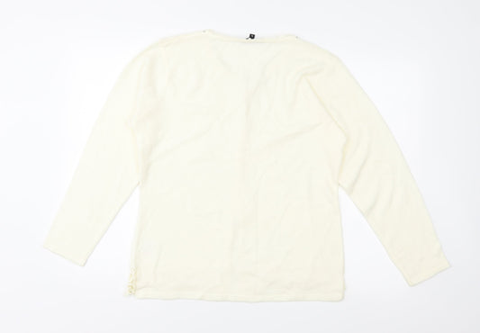 Image Womens Ivory Knit Cardigan Jumper Size XL