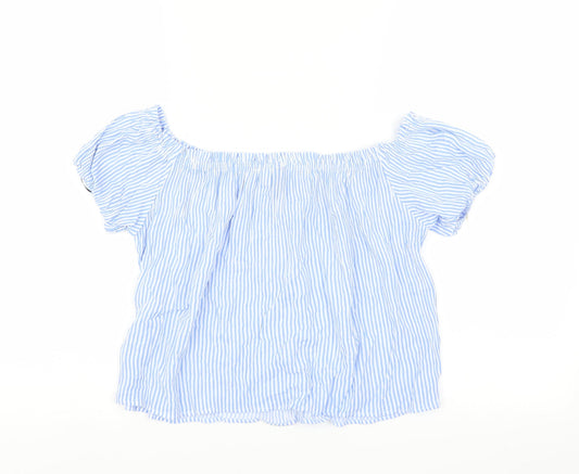 Divided by H&M Womens Blue Striped Basic Blouse Size 6