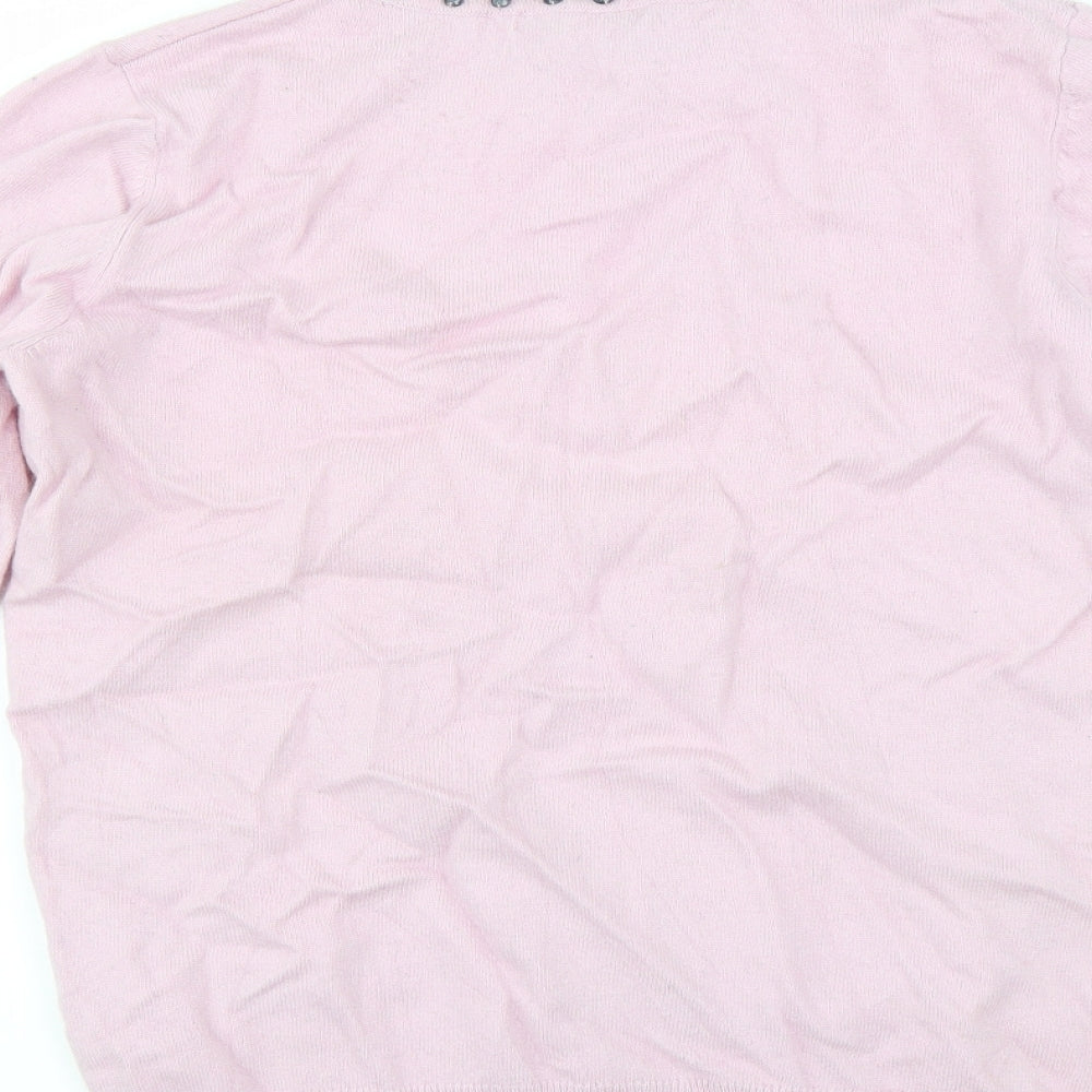 Brand and care label for Belle Vere women’s pink jumper, size XL