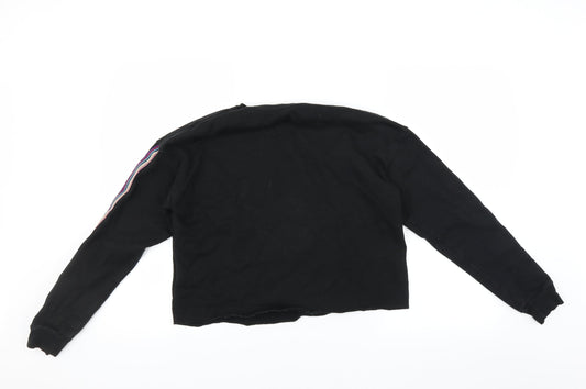 Primark Girls Black Pullover Sweatshirt Size 14-15 Years - cropped merci