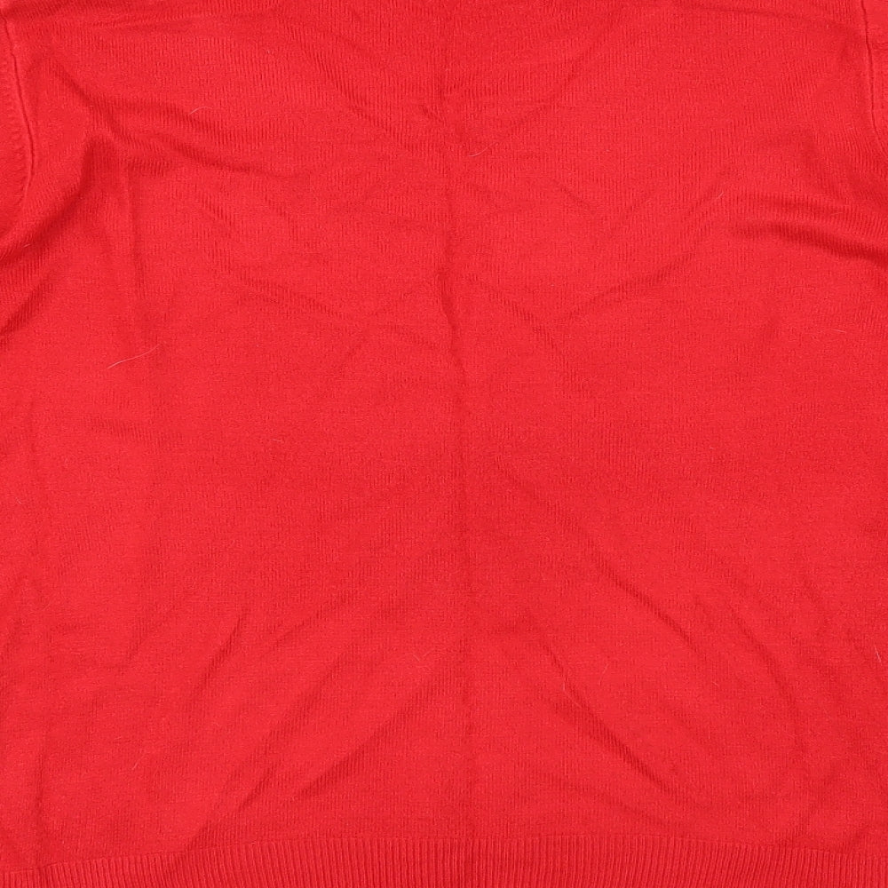 Brand and care label for BHS women’s red jumper, size UK 14