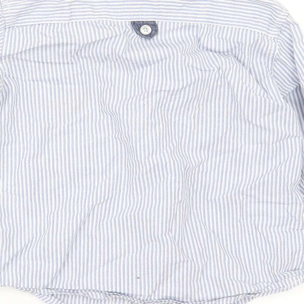 Brand and care label for Primark boys’ black striped basic button-up, size 5-6, years