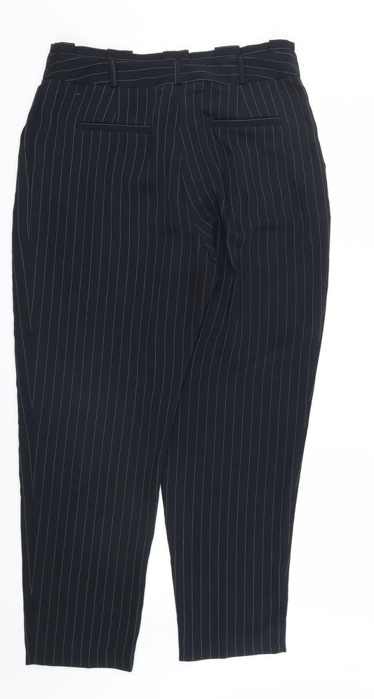 Oasis Womens White Striped Trousers Size 12 L27 in
