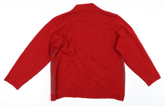 Preworn Womens Red Cardigan Jumper Size M