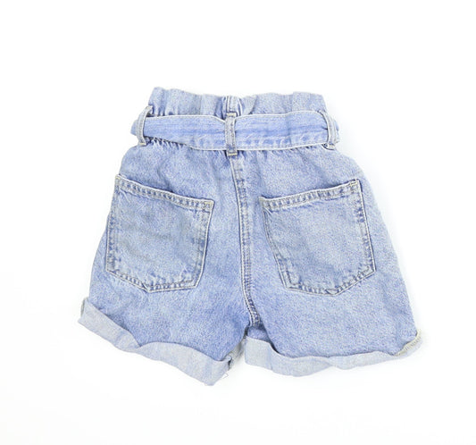 Denim Co Girls Blue Denim Paperbag Shorts Size 5 Years