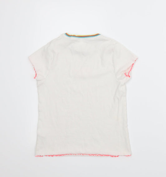 M&S Girls White Ringer T-Shirt Size 10-11 Years