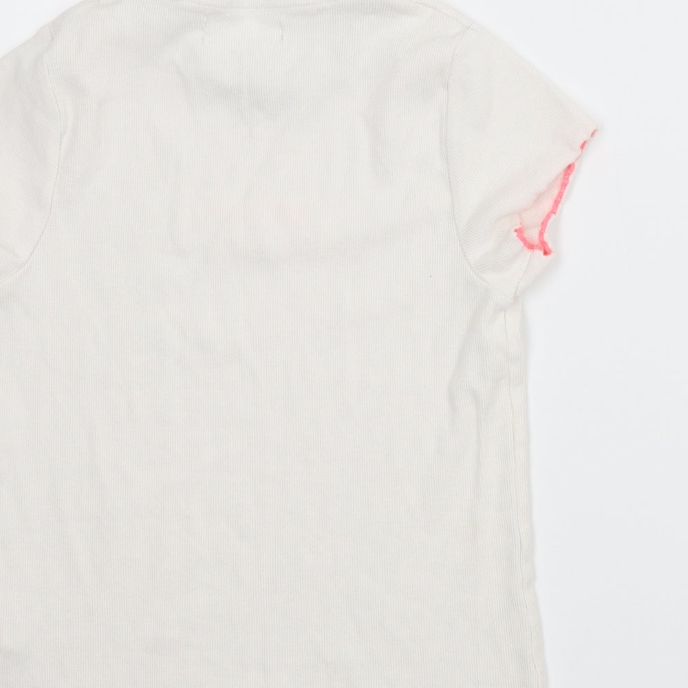 Brand and care label for Marks & Spencer girls’ white ringer t-shirt, size 10-11, years