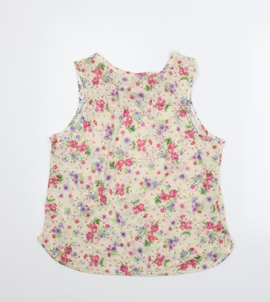 Preworn Womens Beige Floral Basic Blouse Size M