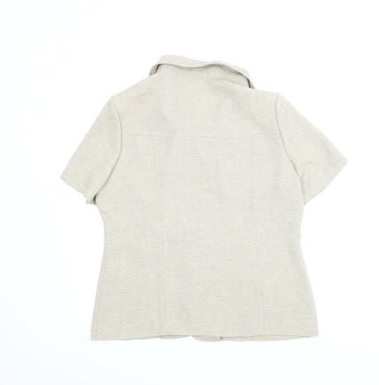 Preworn Womens Beige Basic Button-Up Size 10