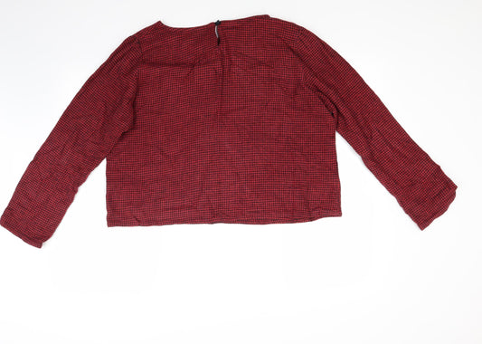 Compania Fantasia Womens Red Houndstooth Pullover Sweatshirt Size XL