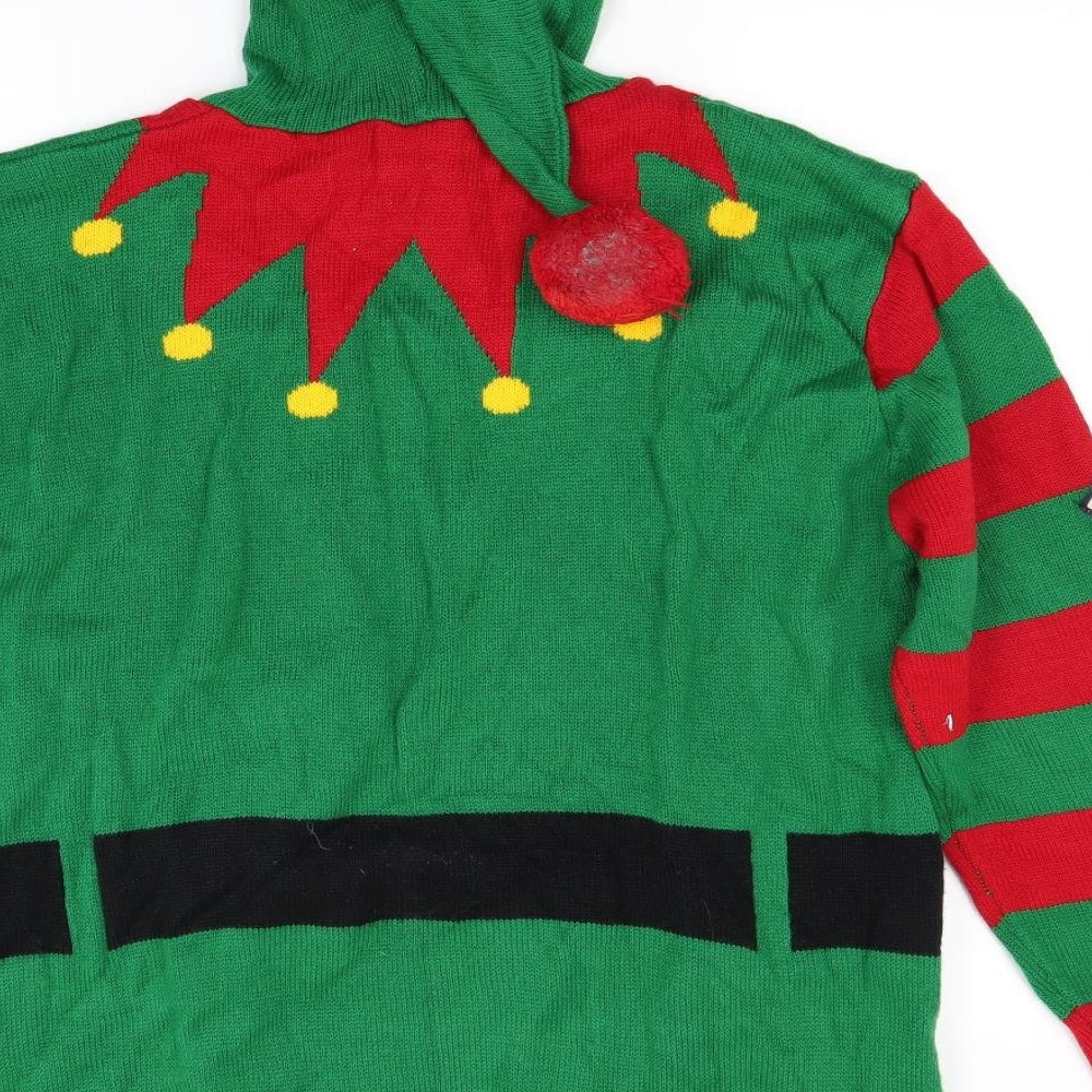 Brand and care label for Ho ho ho women’s green jumper, size XL, - chrismtas