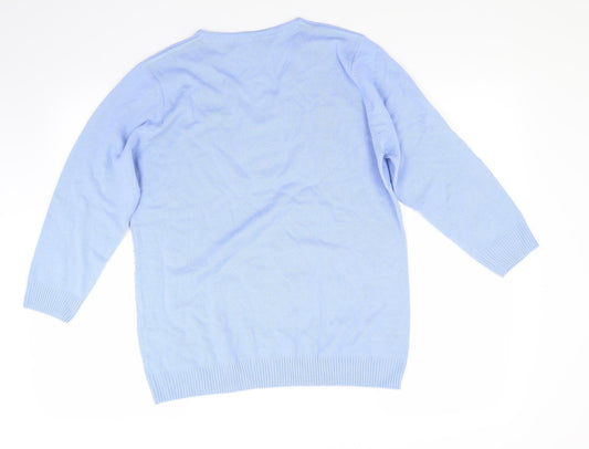 isle Womens Blue Henley Jumper Size 16