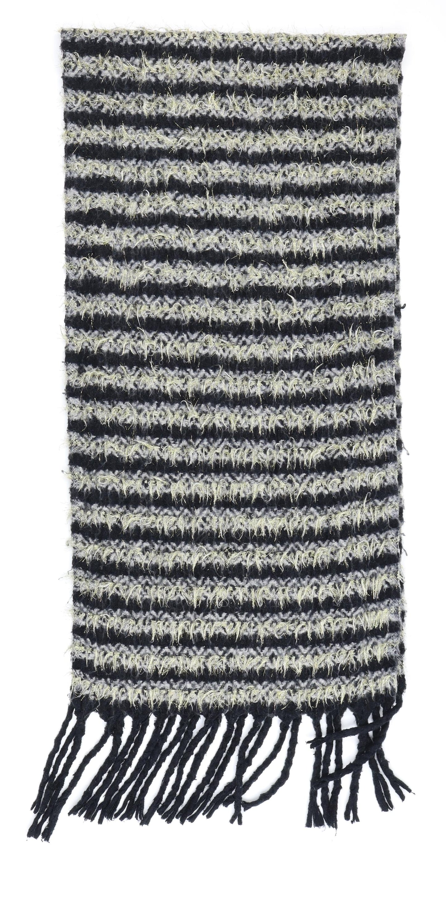 Preworn Womens Black Striped Scarf