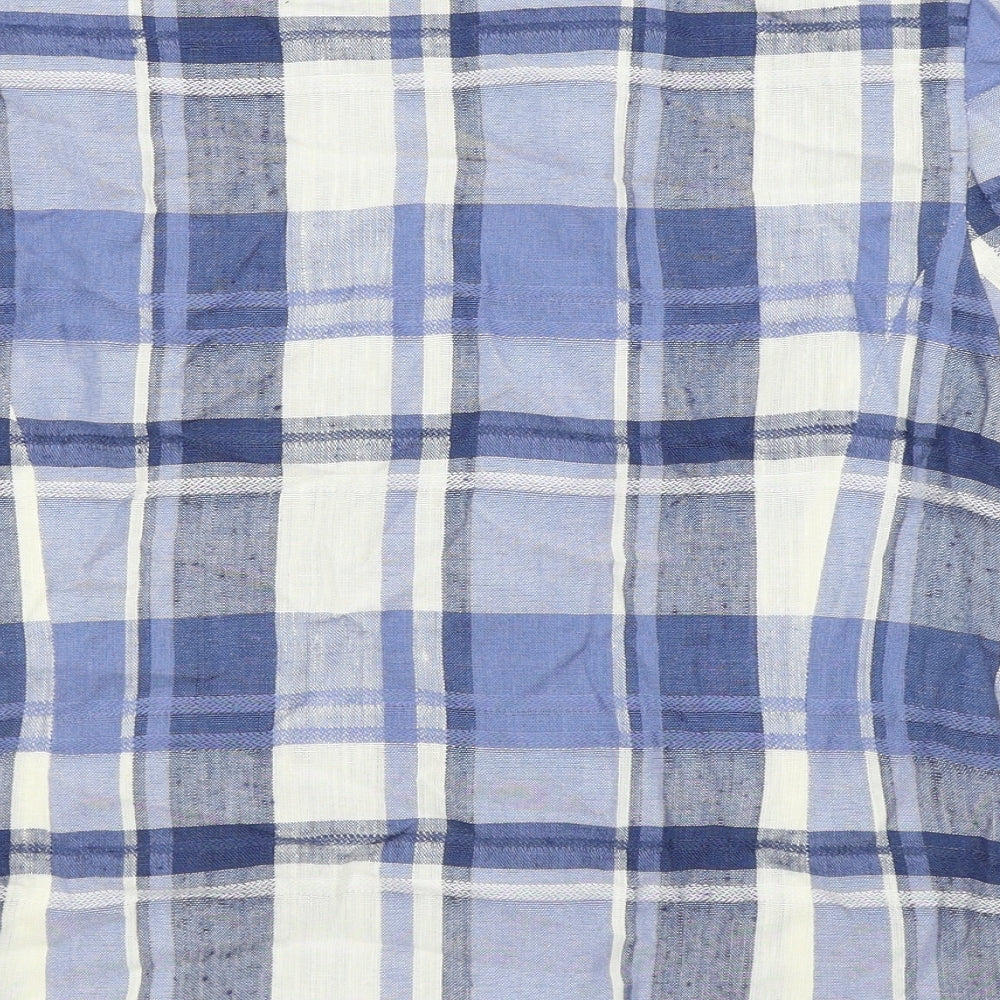 Brand and care label for Union River women’s blue check jacket blazer, size UK 16