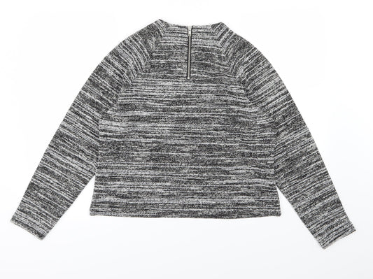 Marks and Spencer Womens Black Striped Knit Pullover Jumper Size 14
