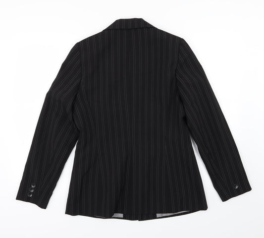 AMARANTO Womens Black Striped Rayon Jacket Suit Jacket Size 12