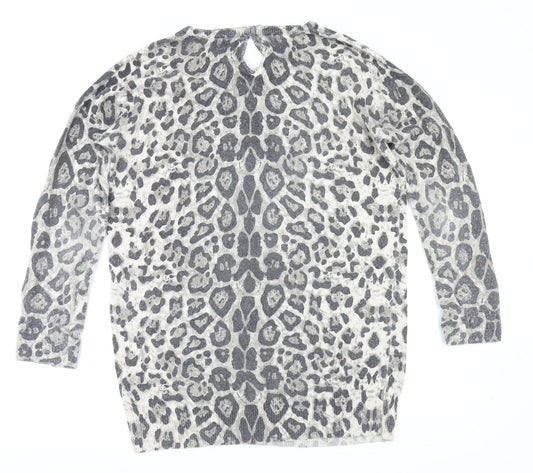 walllis Womens Brown Animal Print Pullover Jumper Size S