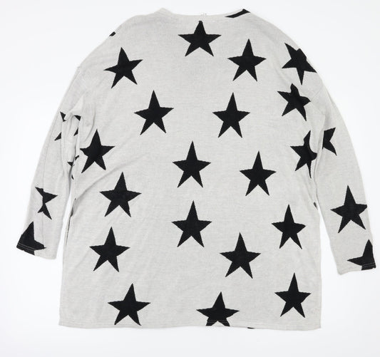 H&M Womens Grey Argyle/Diamond Pullover Jumper Size M