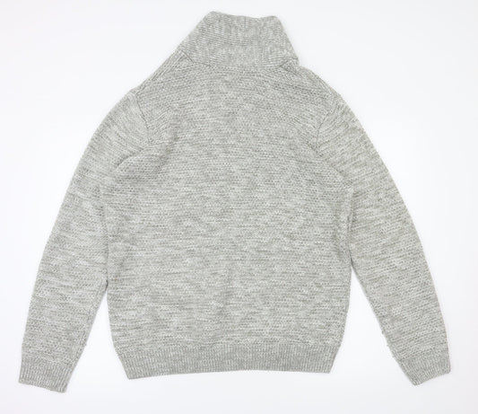 Back view of Acw85 men’s grey pullover hoodie, size L