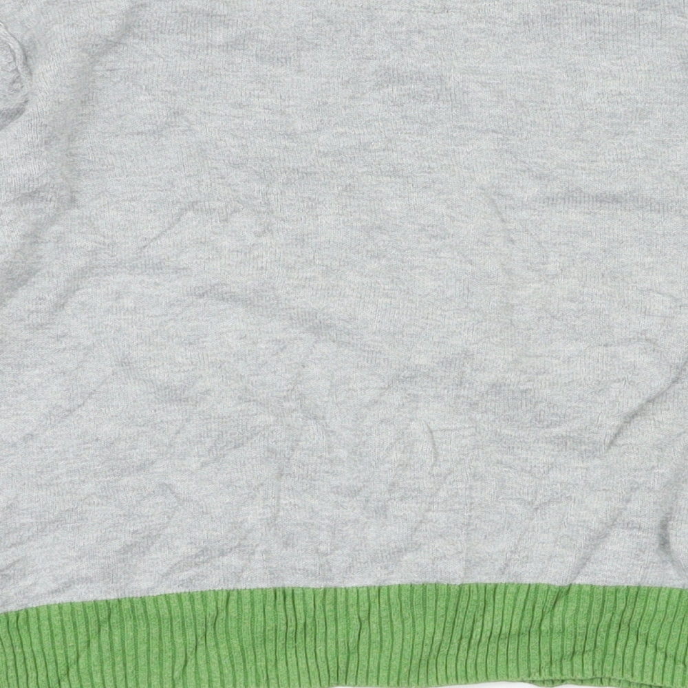 Brand and care label for Next girls’ grey argyle/diamond jumper, size 6, years