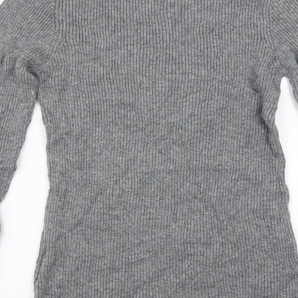 Brand and care label for Lindex women’s grey jumper, size M