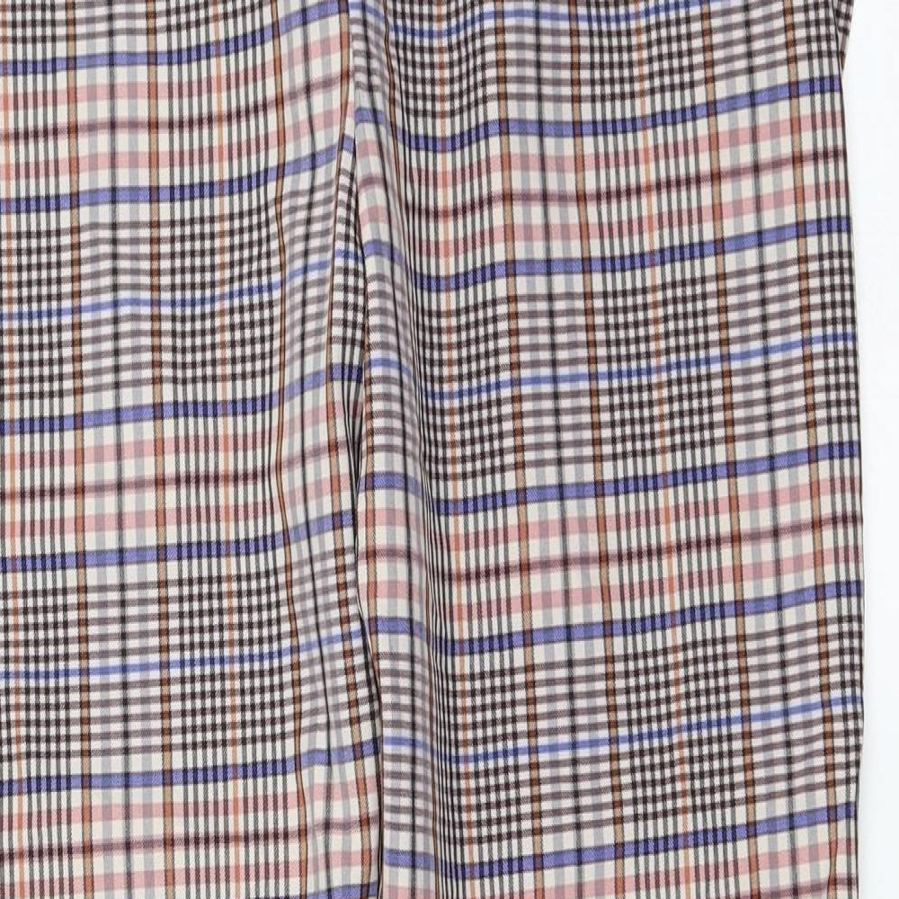 nastygal Womens Beige Check Trousers Size 8 L24 in - with Belt