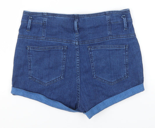Topshop Womens Blue Denim Hot Pants Shorts Size 28 in