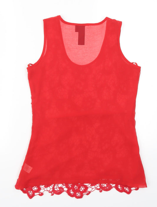Blue Paris Womens Red Lace Basic Tank Size S