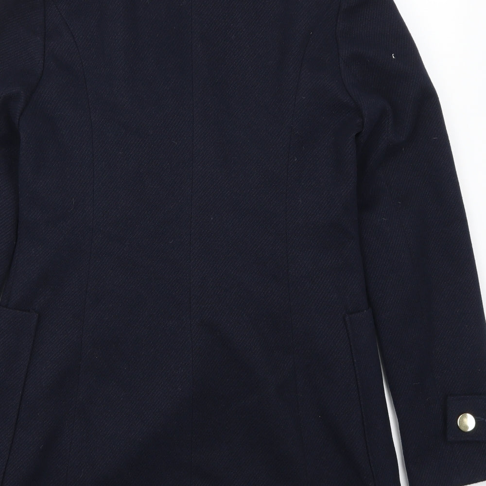 Brand and care label for Papaya women’s blue pea coat coat, size UK 10