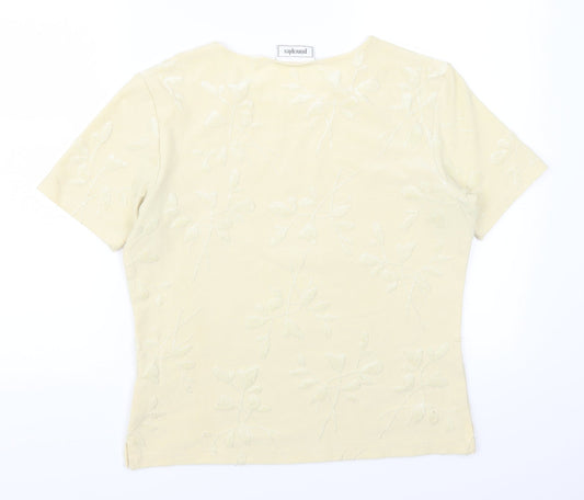 Principles Womens Yellow Floral Basic T-Shirt Size 14 - Leaf Print
