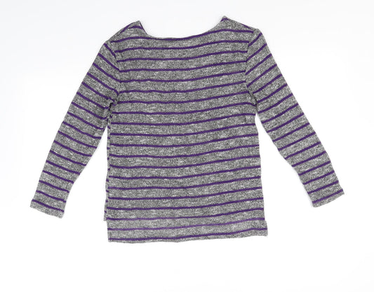 YD Girls Grey Striped Pullover Jumper Size 11-12 Years