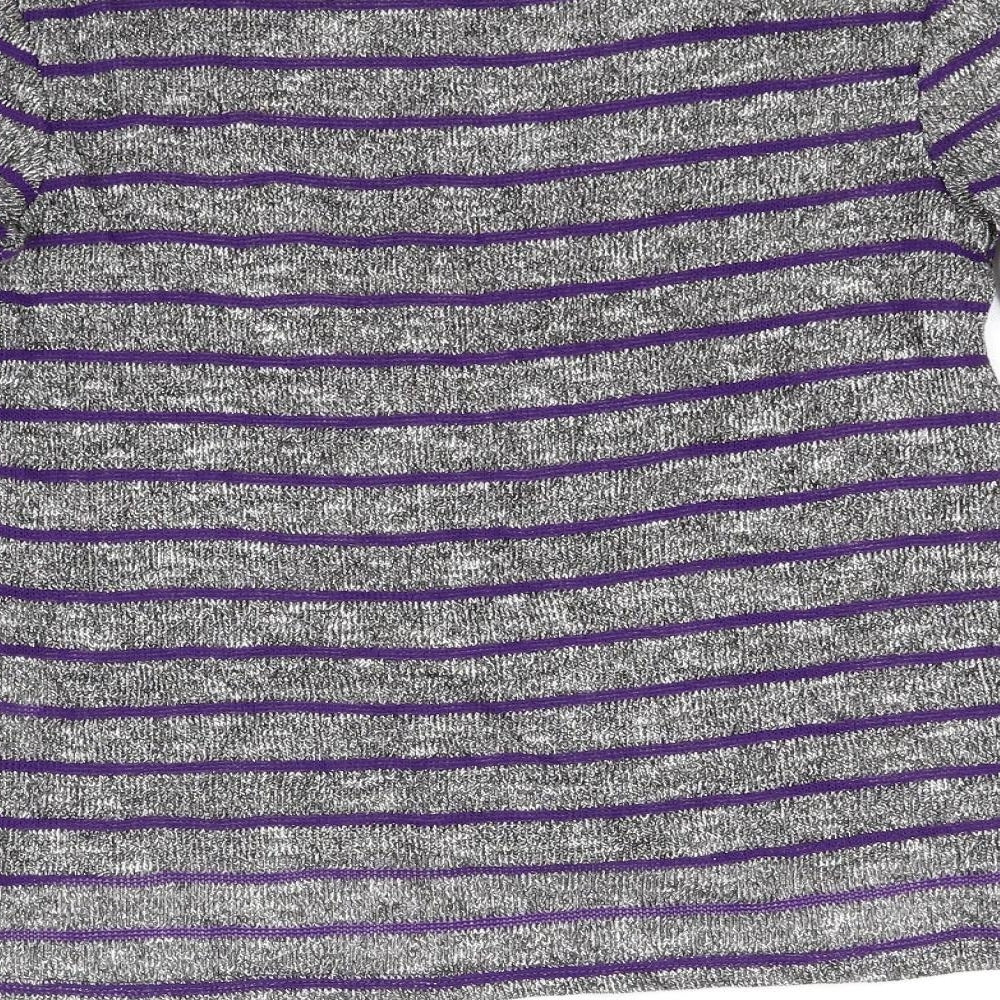Brand and care label for YD girls’ grey striped jumper, size 11-12, years