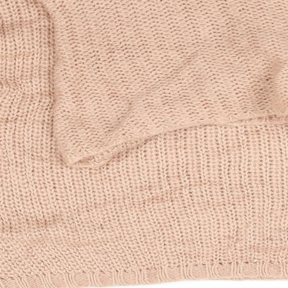 Brand and care label for Brave Soul women’s pink jumper, size M