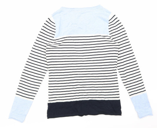 Faithful & True Womens Black Striped Basic T-Shirt Size 8