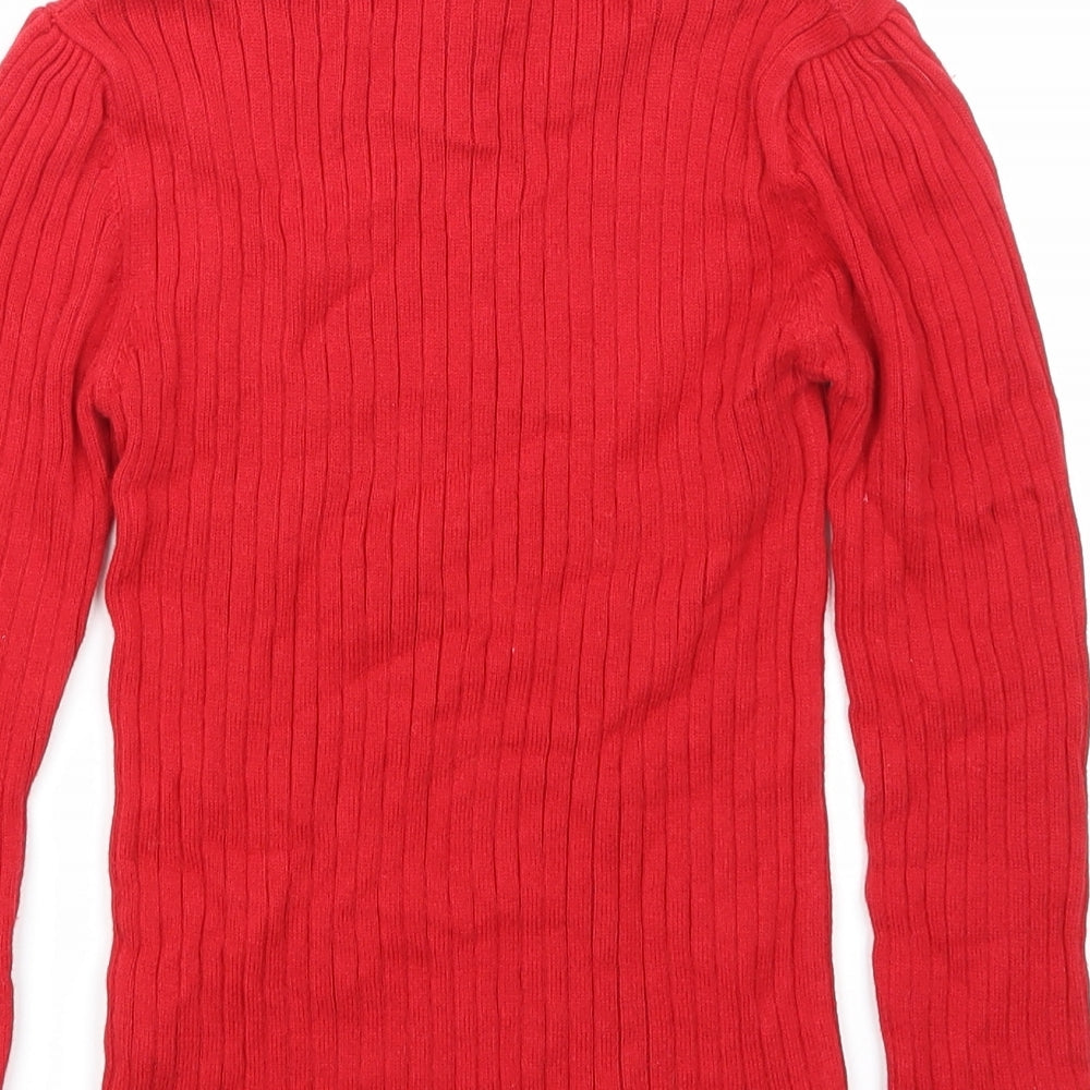 Brand and care label for Tu girls’ red basic t-shirt, size 5-6, years