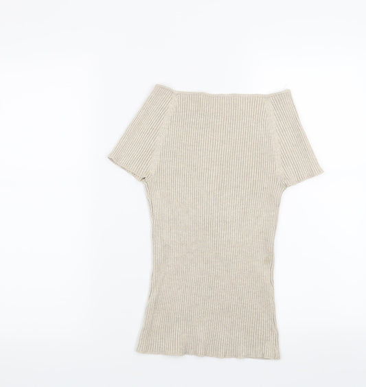 Grace Womens Beige Striped Pullover Jumper Size S