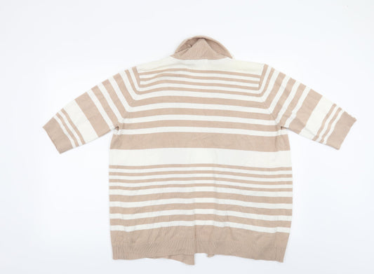 Isle Womens Beige Striped Cardigan Jumper Size 14