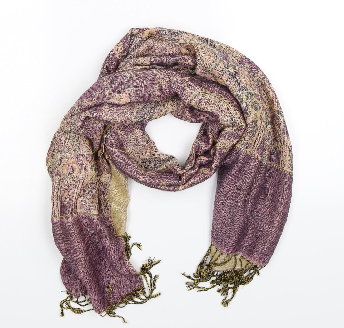 Preworn Womens Purple Floral Knit Scarf